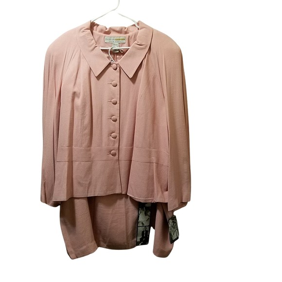Vintage Kathryn Deene Lane Bryant Pink Skirt Suit Jacket Sz 24 Skirt Sz 28 *FLAW